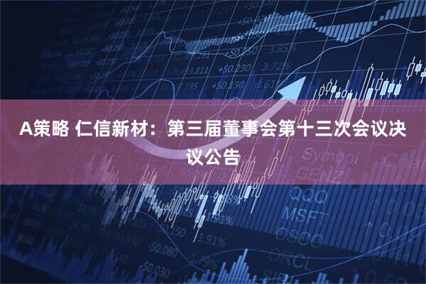 A策略 仁信新材：第三届董事会第十三次会议决议公告
