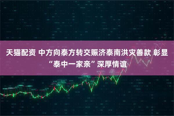 天猫配资 中方向泰方转交赈济泰南洪灾善款 彰显“泰中一家亲”深厚情谊